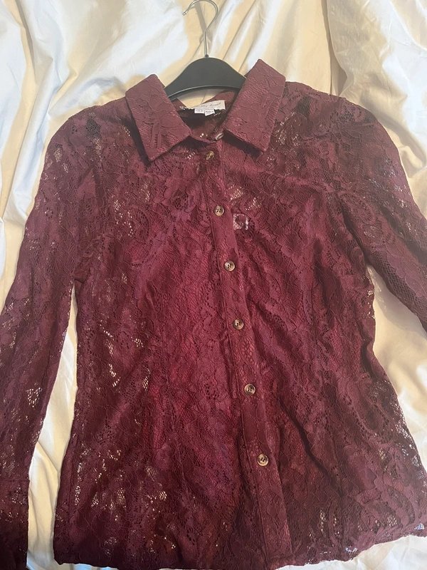 Never Fully Dressed Never fully dressed burgundy lace shirt with cami - 1
