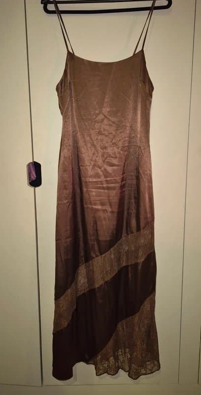 Topshop Topshop Brown Satin and Lace Maxi Dress