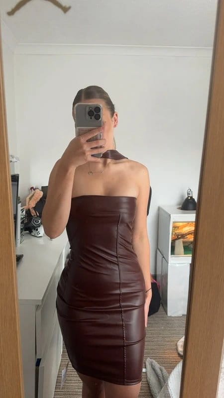 ASOS ASOS brown leather bandeau dress - 1