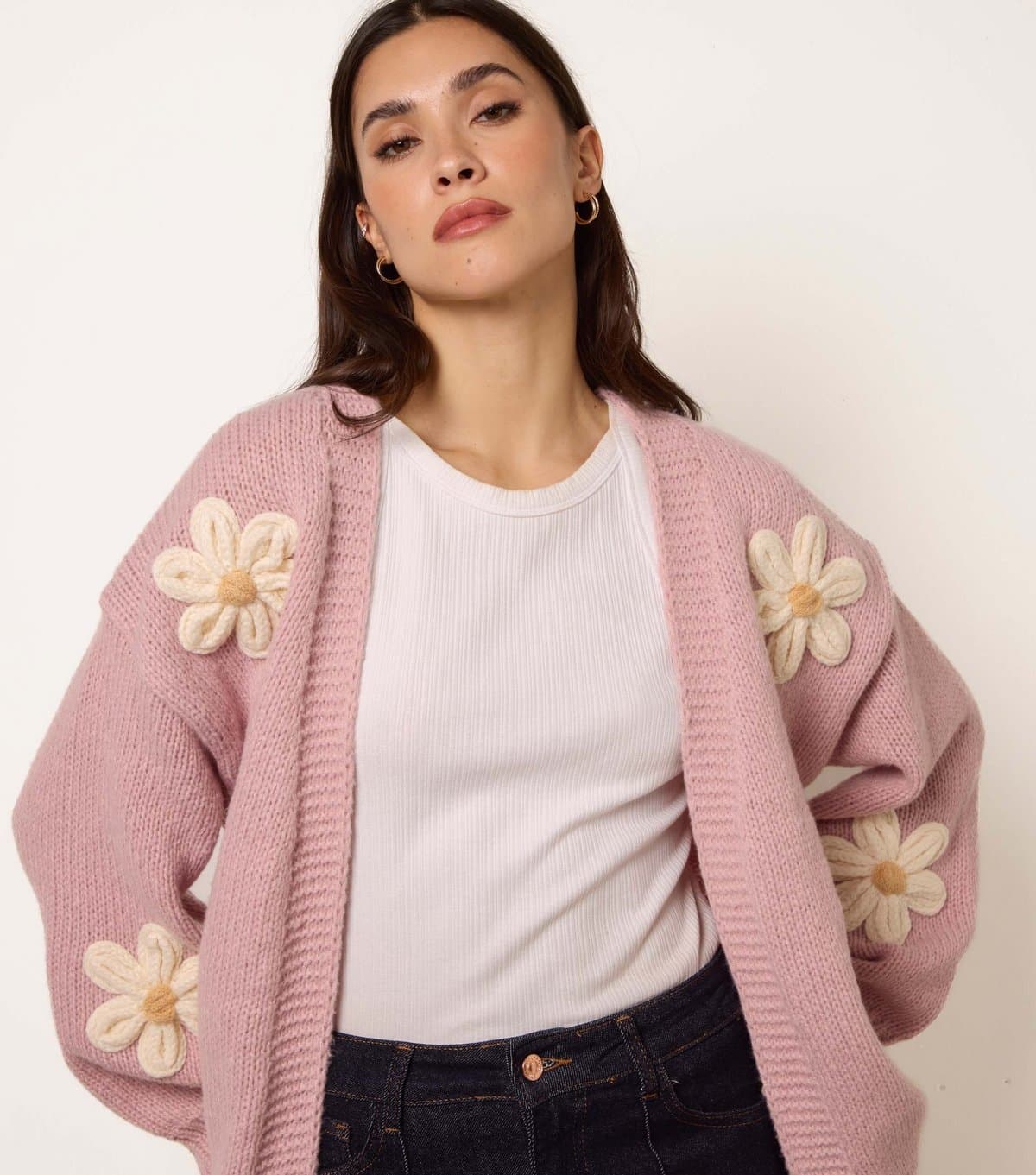 Blue Vanilla Women's Pink Daisy Flower Cardigan Blue Vanilla New Look