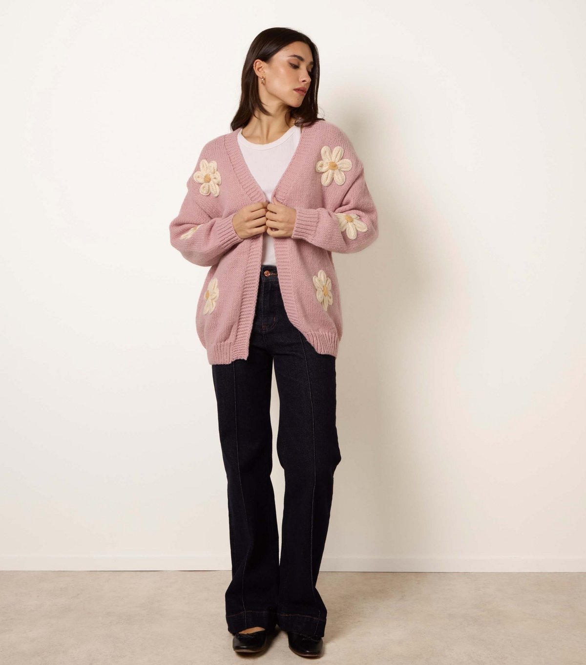 Blue Vanilla Women's Pink Daisy Flower Cardigan Blue Vanilla New Look - 2