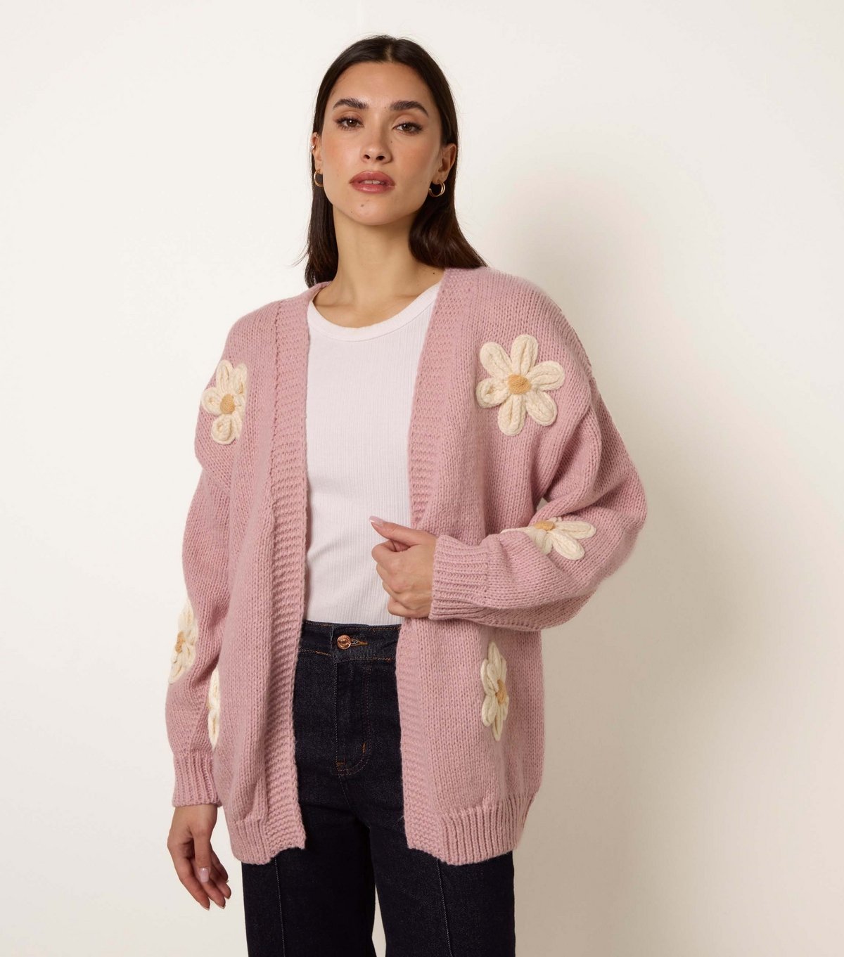 Blue Vanilla Women's Pink Daisy Flower Cardigan Blue Vanilla New Look - 3