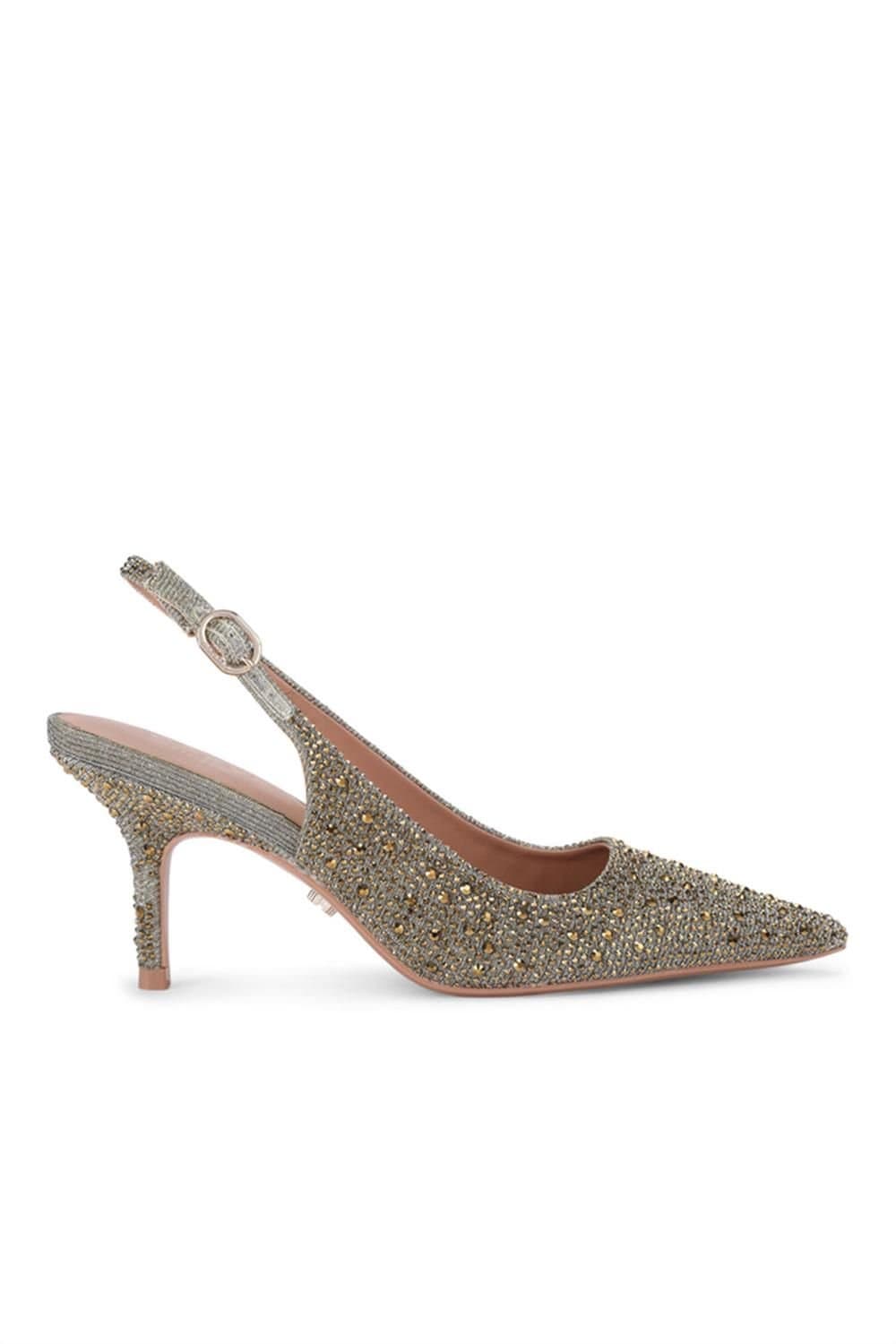 Carvela Carvela Women's 'Spirit Sling Jewel' Fabric Heels in Gold