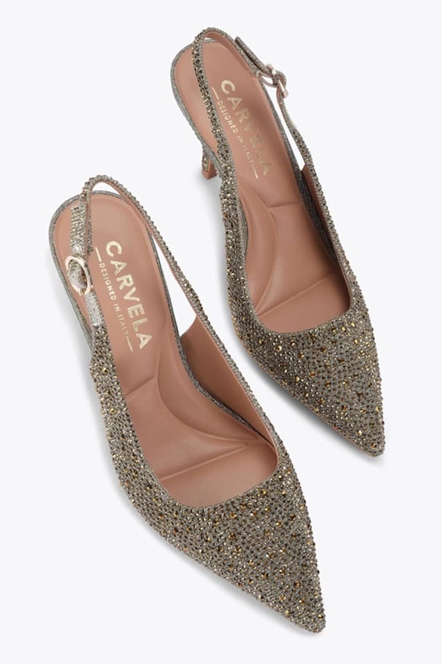 Carvela Carvela Women's 'Spirit Sling Jewel' Fabric Heels in Gold - 2