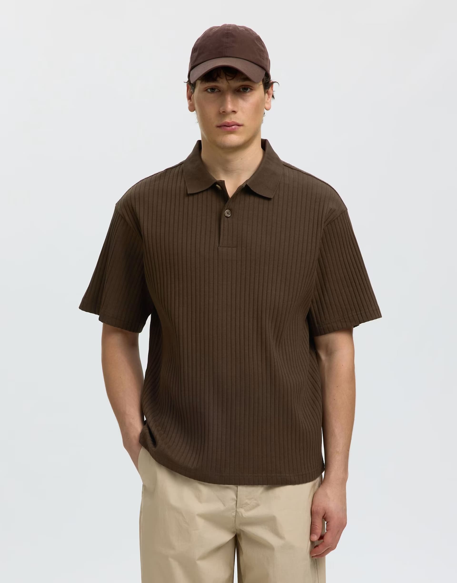 ASOS Selected Polo shirt in turkish coffee