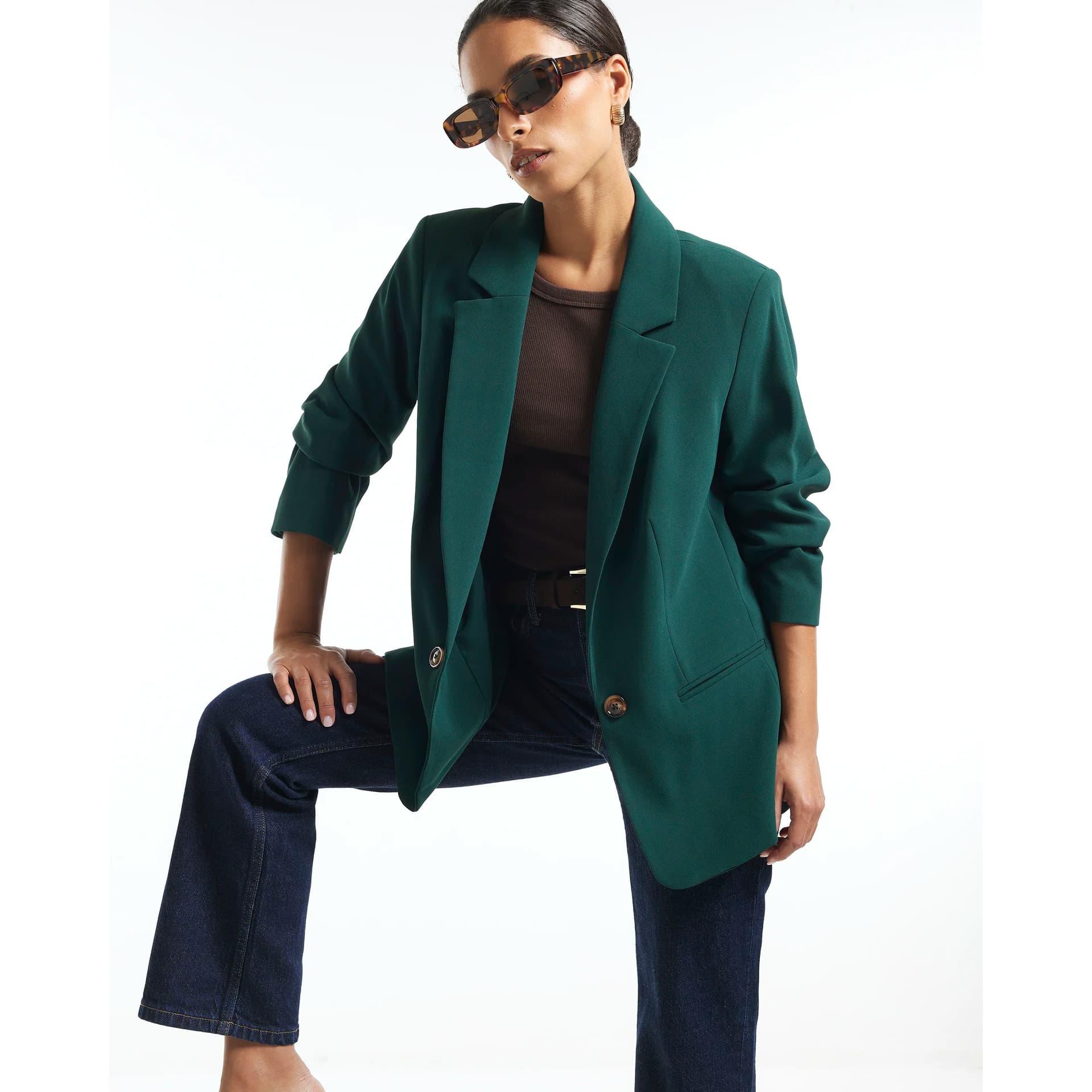 River Island River Island Womens Petite Green Crepe Blazer