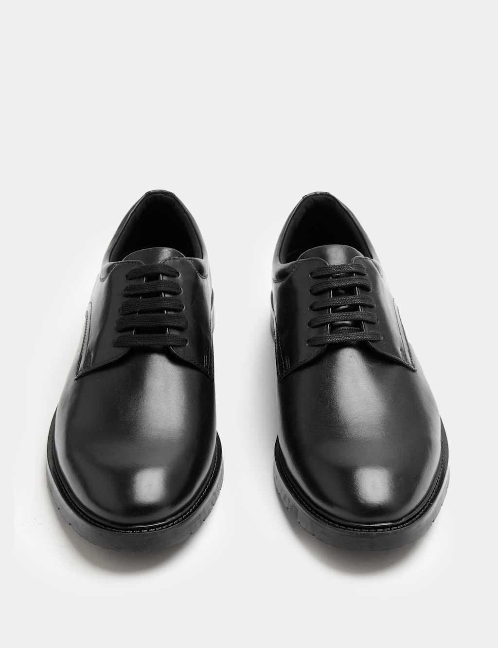 Marks & Spencer M&S Wide Fit Airflex Leather Derby Shoes Black