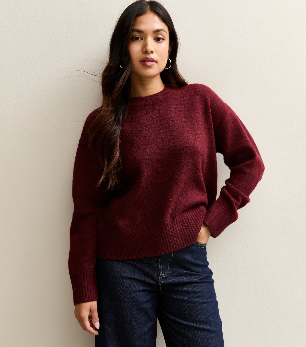 New Look Women's Petite Dark Red Midweight Knit Jumper New Look - 2