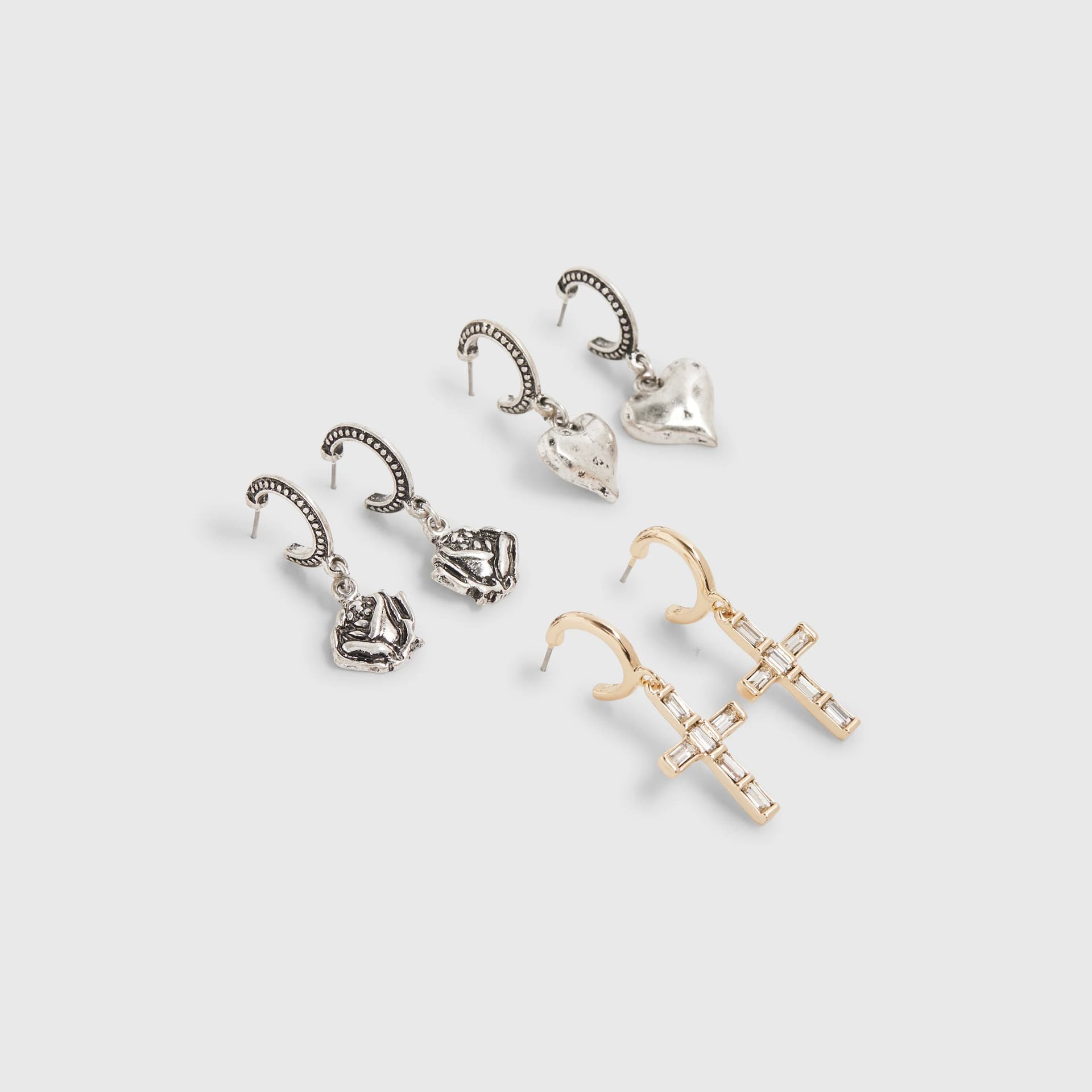 River Island River Island Womens Silver Cross And Heart Earring Multipack