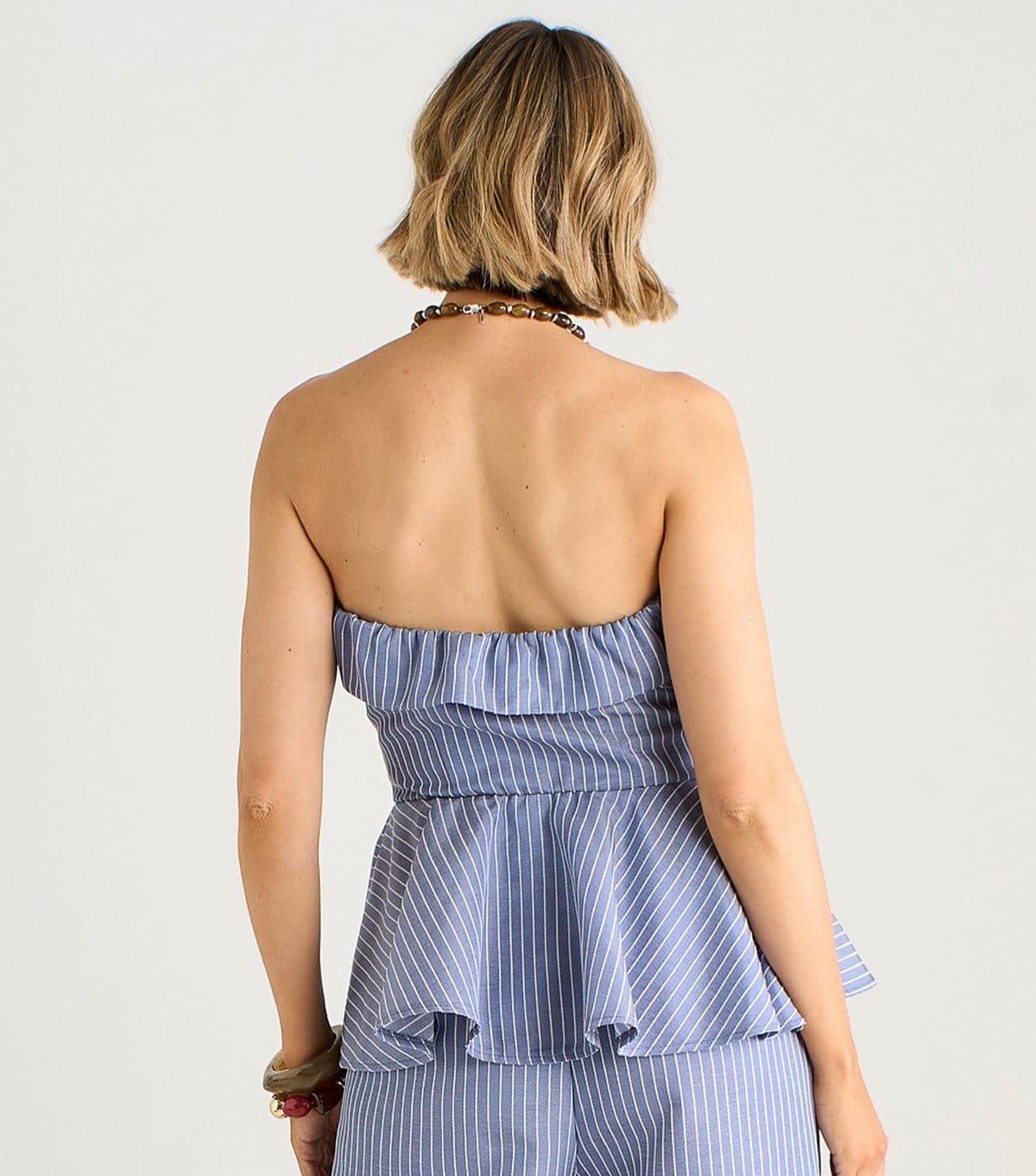 Gini London Women's Blue Striped Bardot Peplum Top Gini London New Look - 4