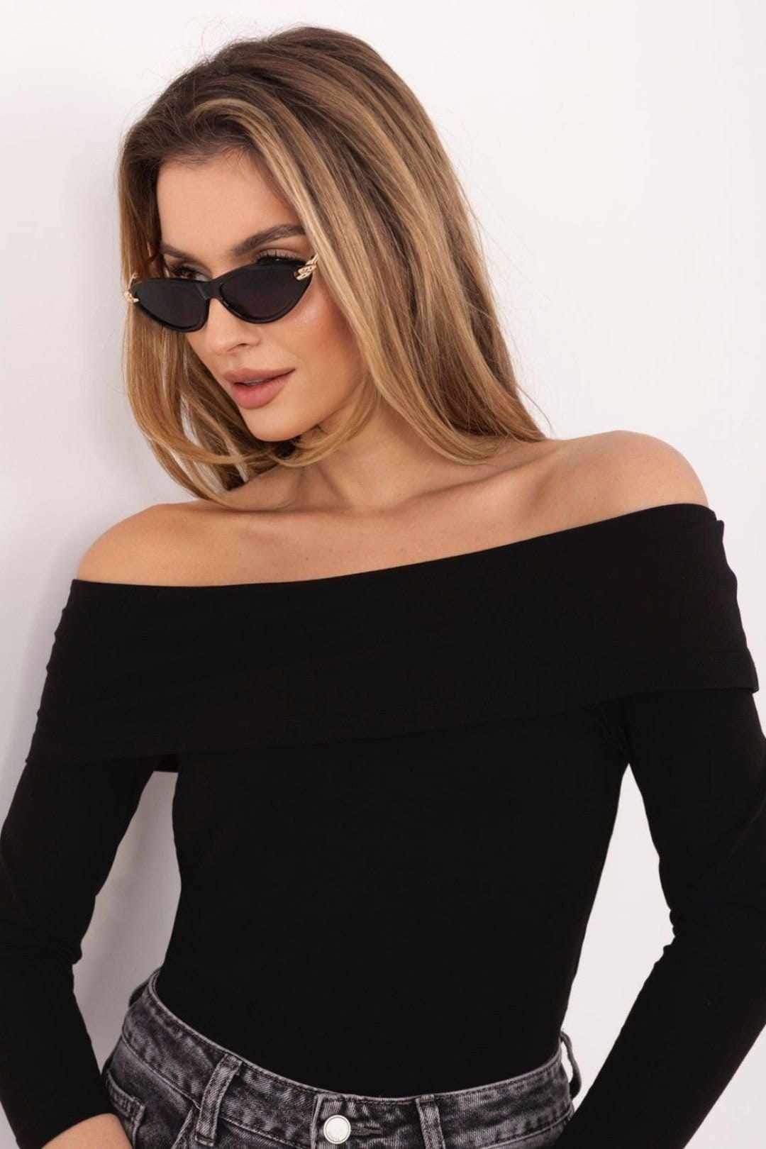 Love Lace Black Fitted Cotton Elastane Blouse with Spanish Neck