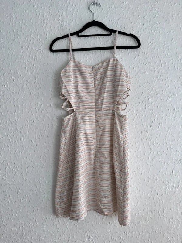Urban Revivo Urban Revivo Rainbow Cotton Blend Stripe Side Cut Out Cami Dress - Size UK 8