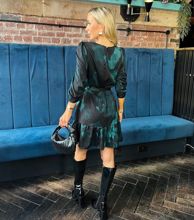 AX Paris Women's Teal Printed Frill Hem Mini Dress AX Paris New Look - 3