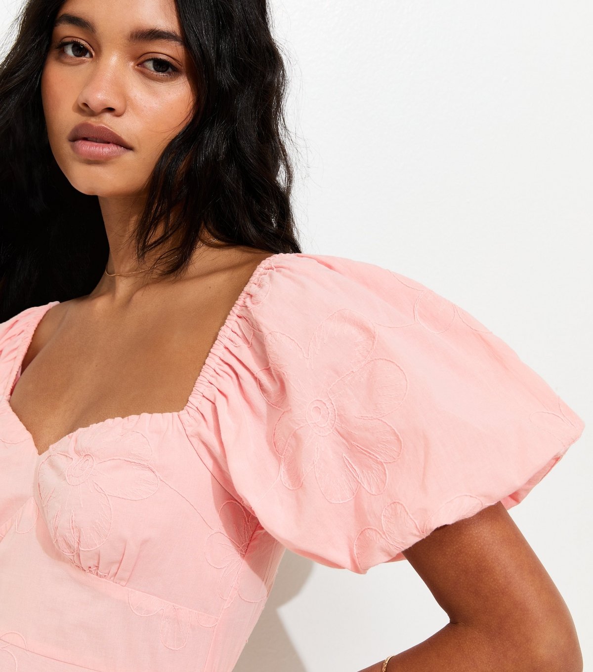 New Look Women's Light Pink Floral Puff Sleeve Mini Dress New Look - 3