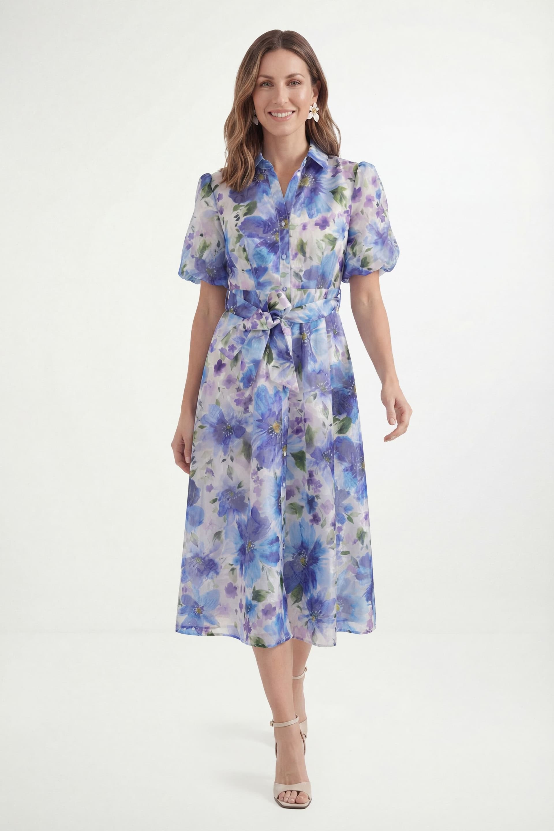 Wallis Wallis Women's Petite Floral Burn Out Shirt Dress in Ivory