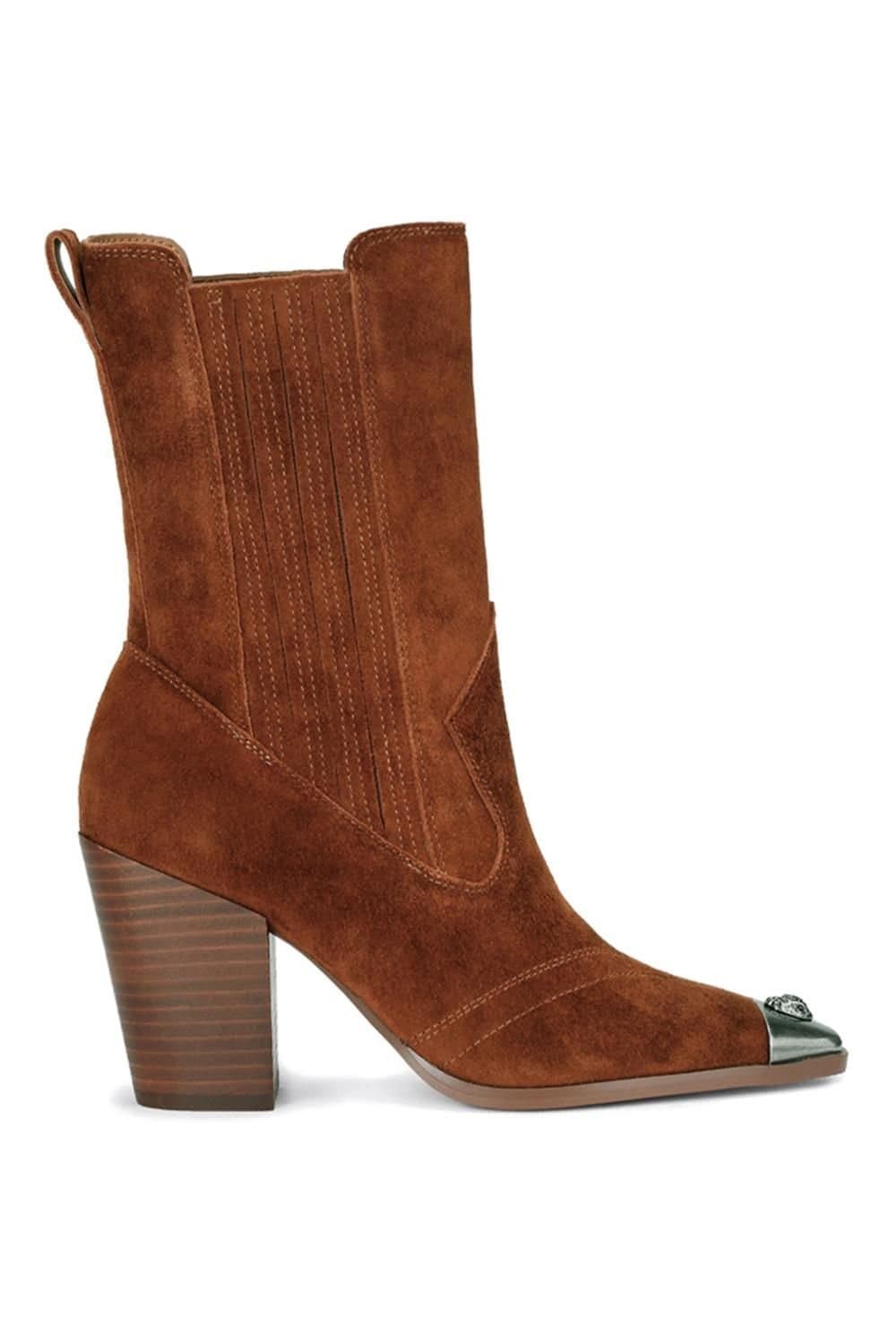 Kurt Geiger London Kurt Geiger London Women's 'Regent Western Ankle Boot' Suede Boots in Camel