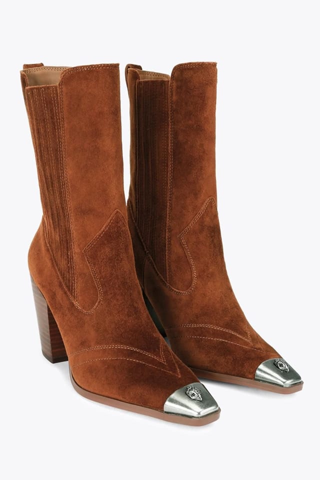 Kurt Geiger London Kurt Geiger London Women's 'Regent Western Ankle Boot' Suede Boots in Camel - 2