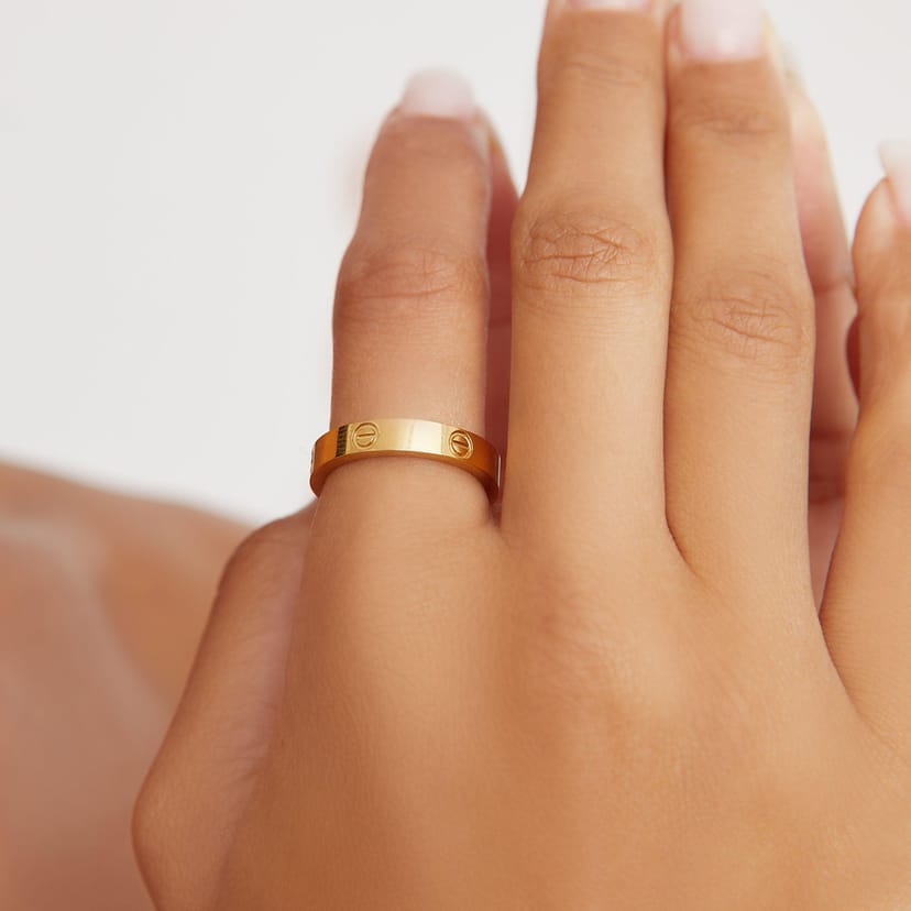 EGO Engraved Detail Ring In Gold, Women's Size UK One Size - 1