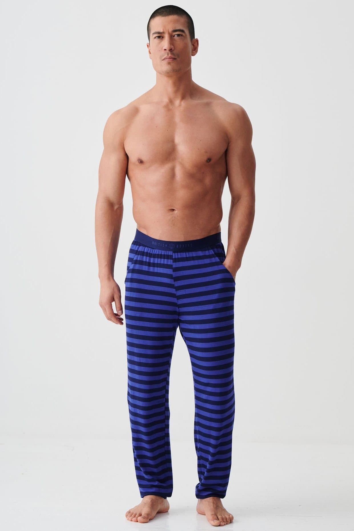 British Boxers British Boxers Men's "Royal Blue & Navy Stripe" Bamboo Pyjama Trousers