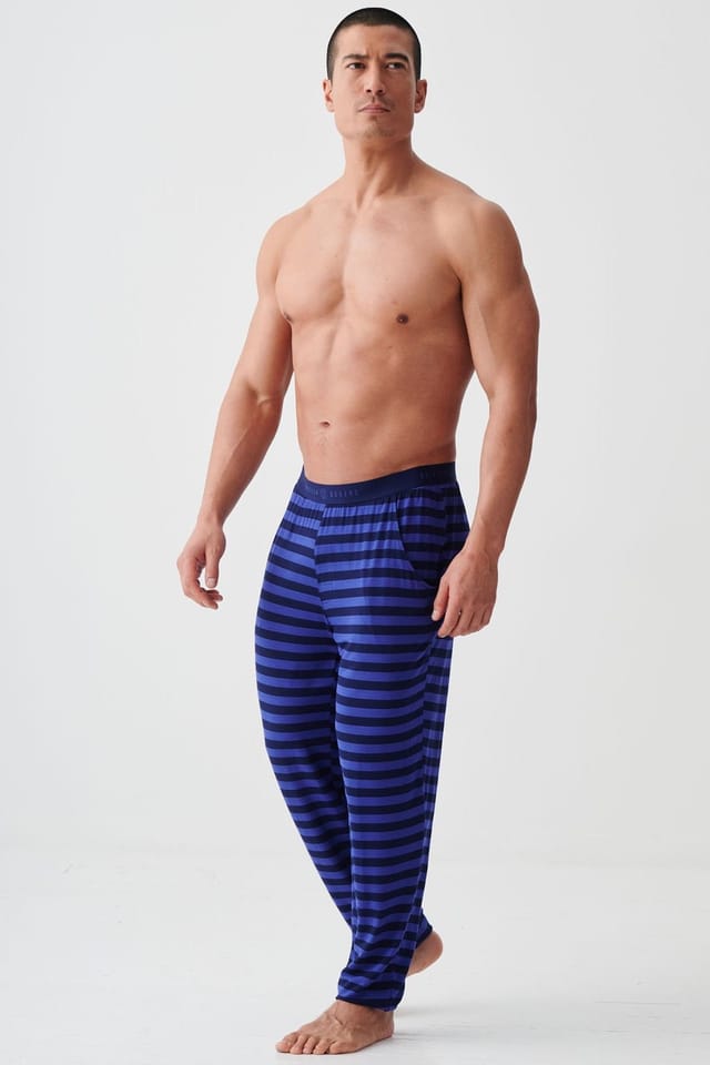 British Boxers British Boxers Men's "Royal Blue & Navy Stripe" Bamboo Pyjama Trousers - 2