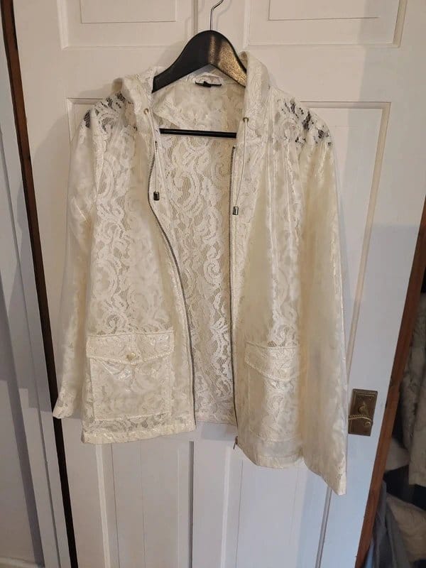 Topshop Cream Lace Raincoat