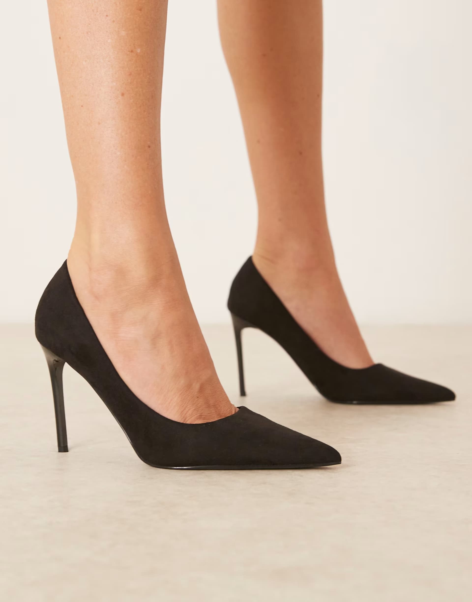 ASOS ASOS DESIGN Paphos pointed high heeled court shoes in black suedette