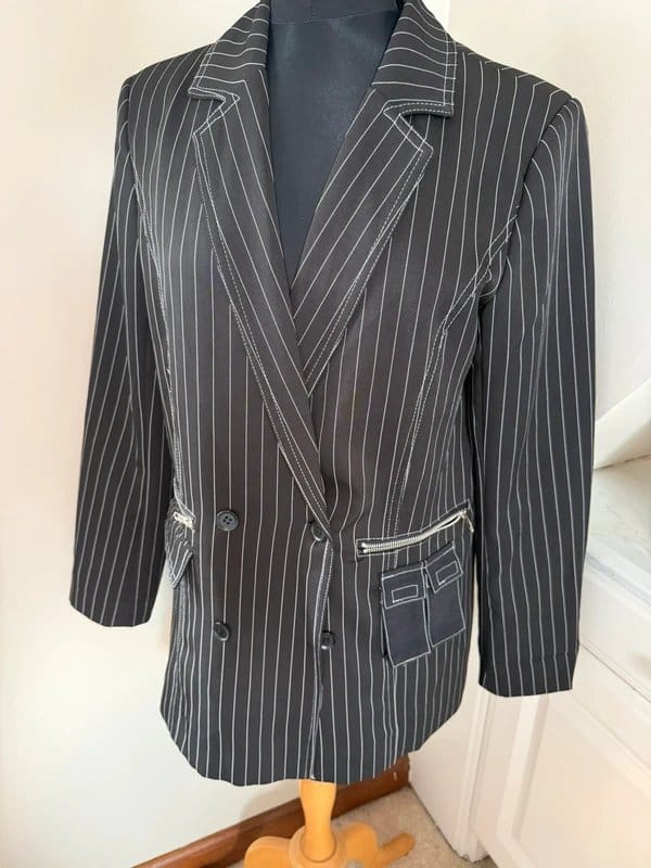 Kehlani x Missguided Black Pinstripe Blazer Dress Size 6