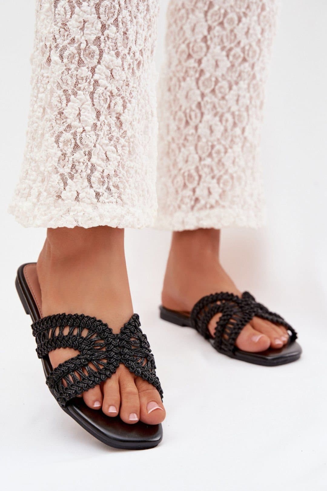 Love Lace Love Lace Women's Flip Flop Sandals Step Style Comfort Casual Footwear Everyday in Black