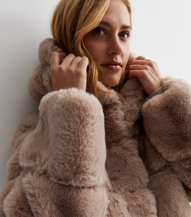 Gini London Women's Brown Faux Fur Hooded Coat Gini London New Look - 3