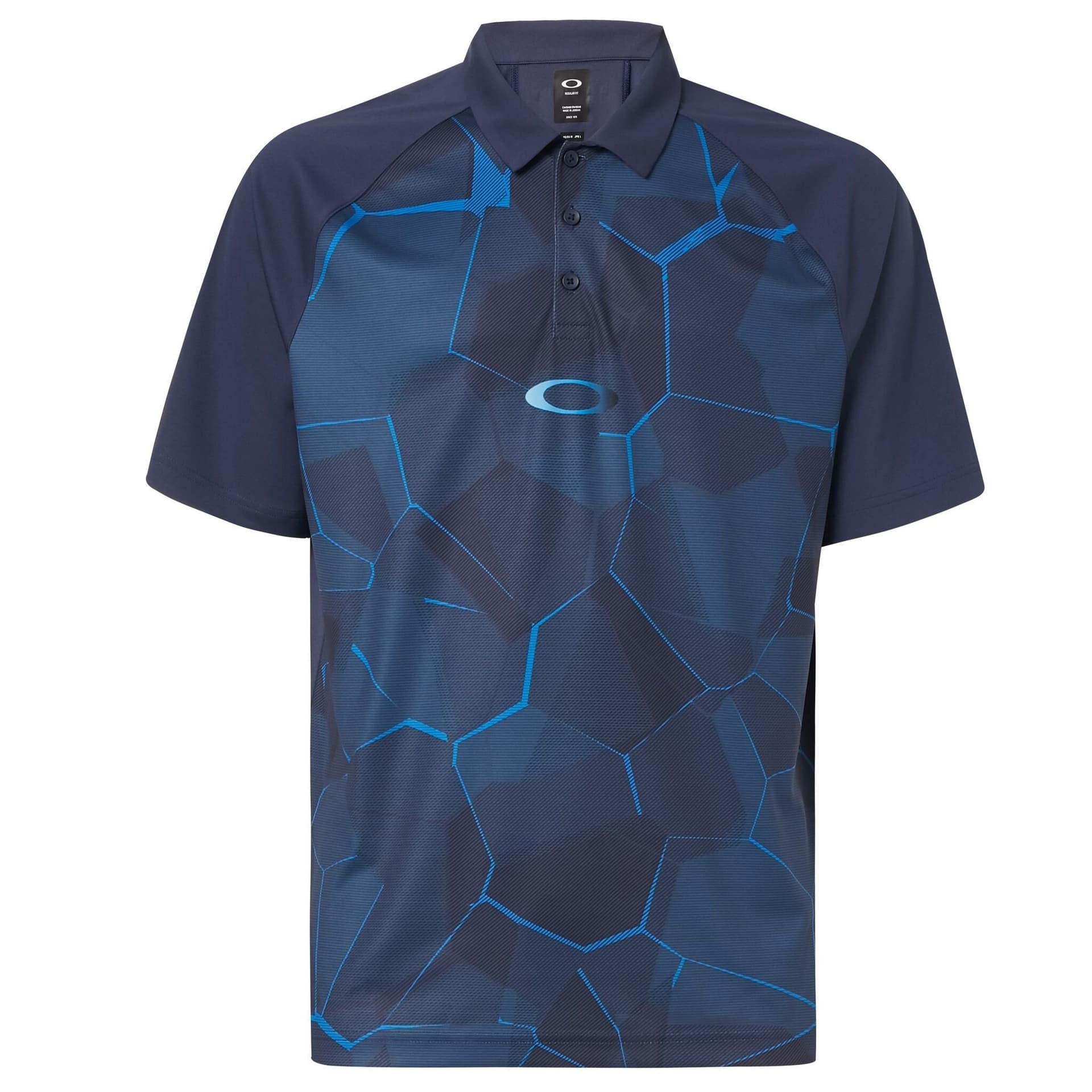 Oakley Oakley Men's Short Sleeve Collared Blue Navy Mirror Golf Graphic Polo Shirt