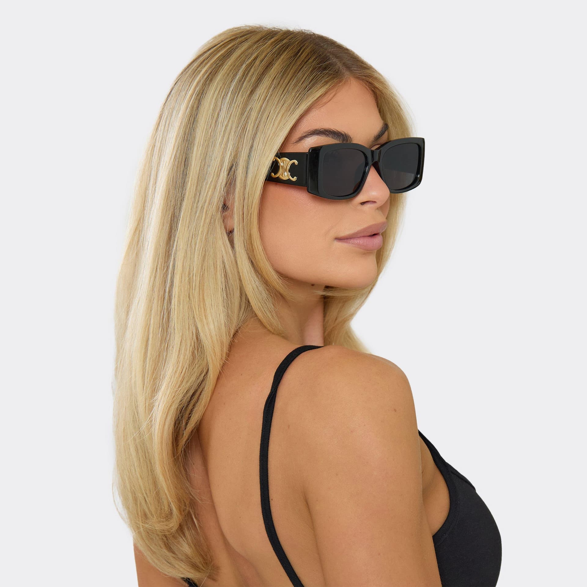 EGO Thick Frame Side Logo Detail Tinted Lense Sunglasses In Black, Women's Size UK 0
