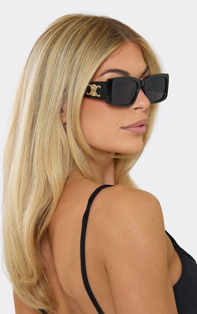 EGO Thick Frame Side Logo Detail Tinted Lense Sunglasses In Black, Women's Size UK 0 - 2