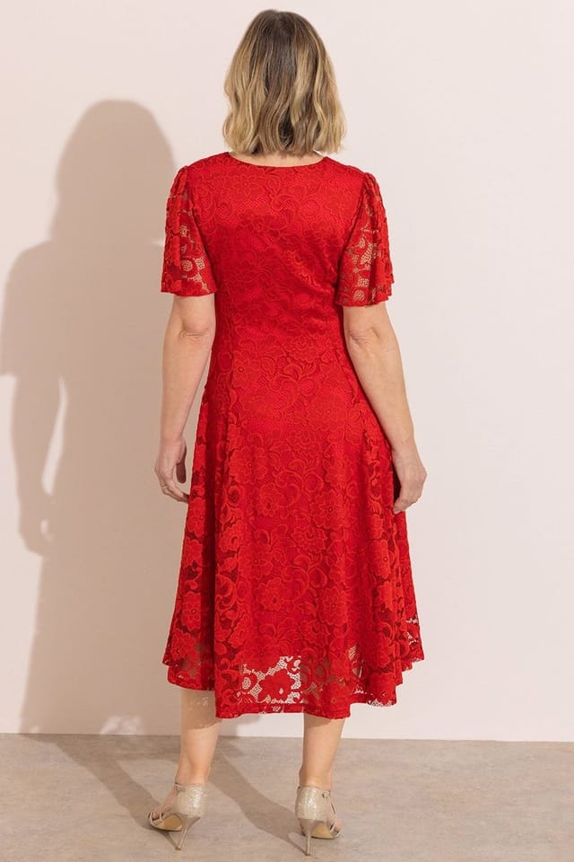 Anna Rose Anna Rose Women's Floral Lace Dress in Scarlet - 3