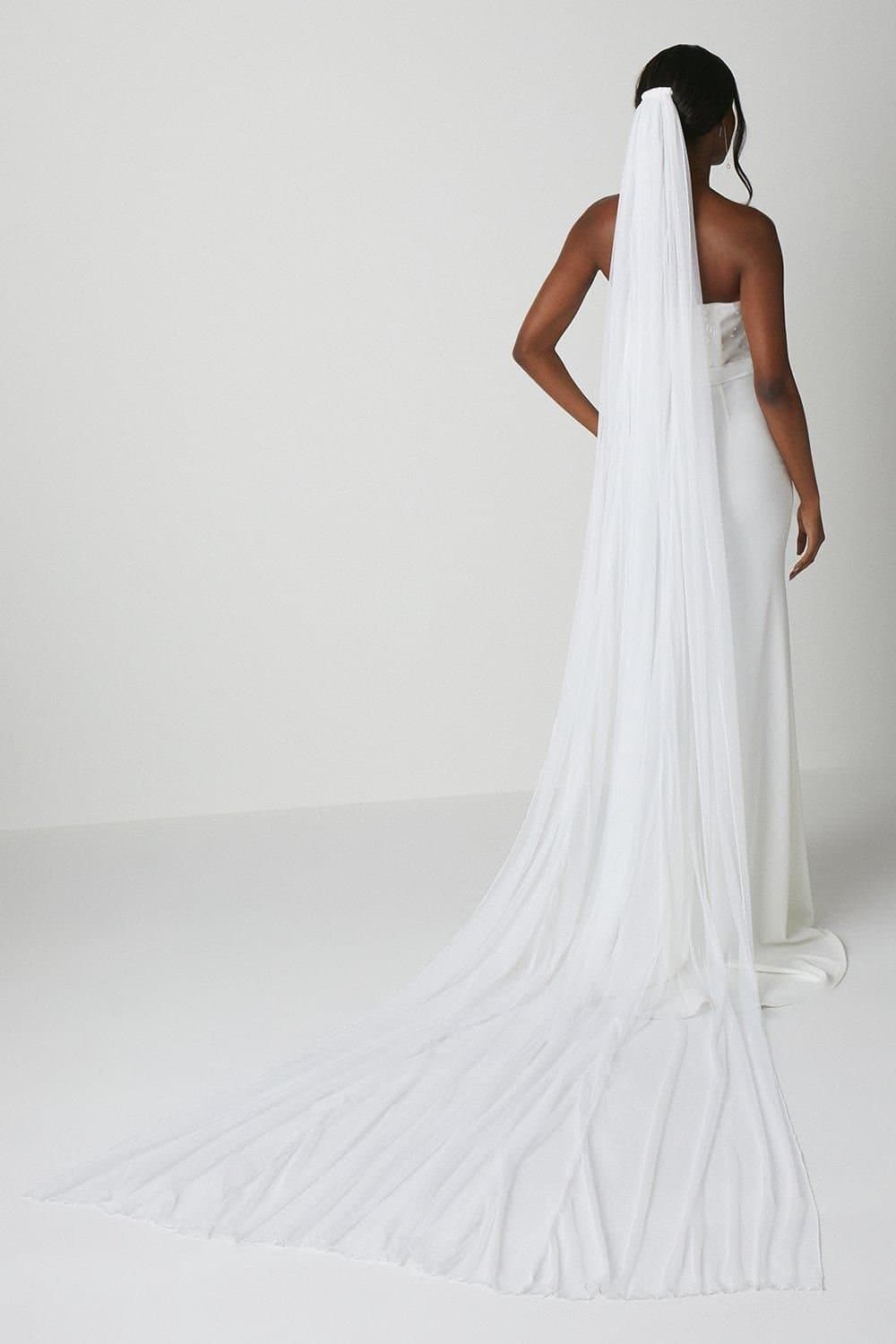 Coast Coast Women's Premium Plain Soft Tulle Cathedral Length Veil in Ivory