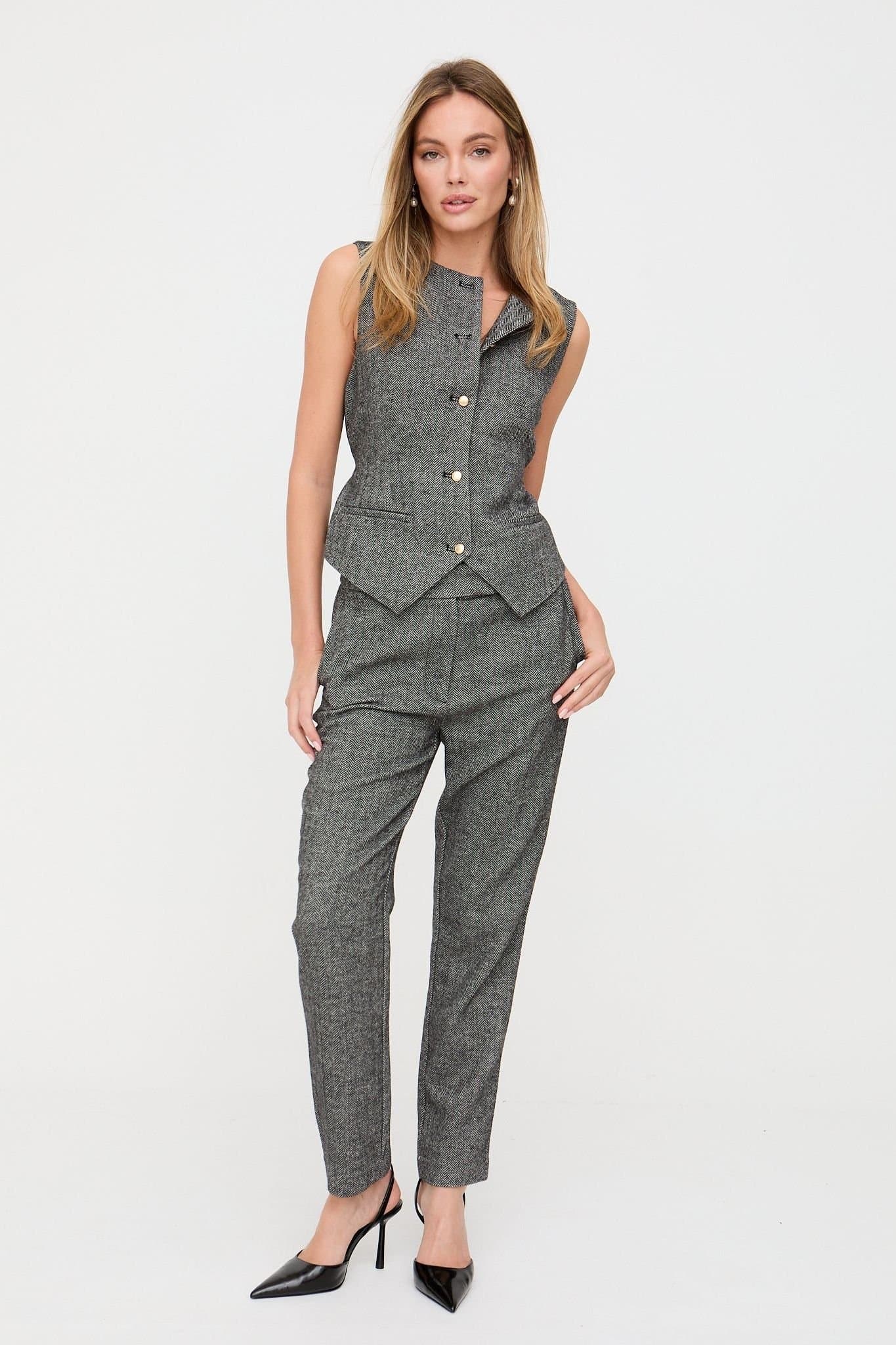 Lily and Lionel Lily and Lionel Grey Wool Blend Tapered Trouser