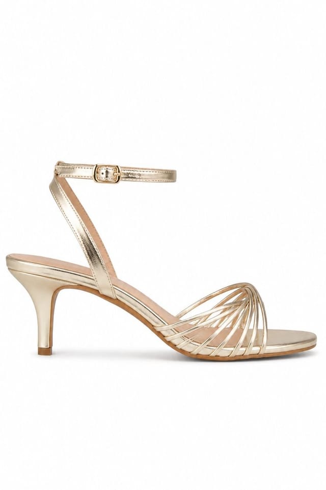 Spot On Spot On Women's Strappy Stiletto Heel with Ankle Strap in Gold - 2