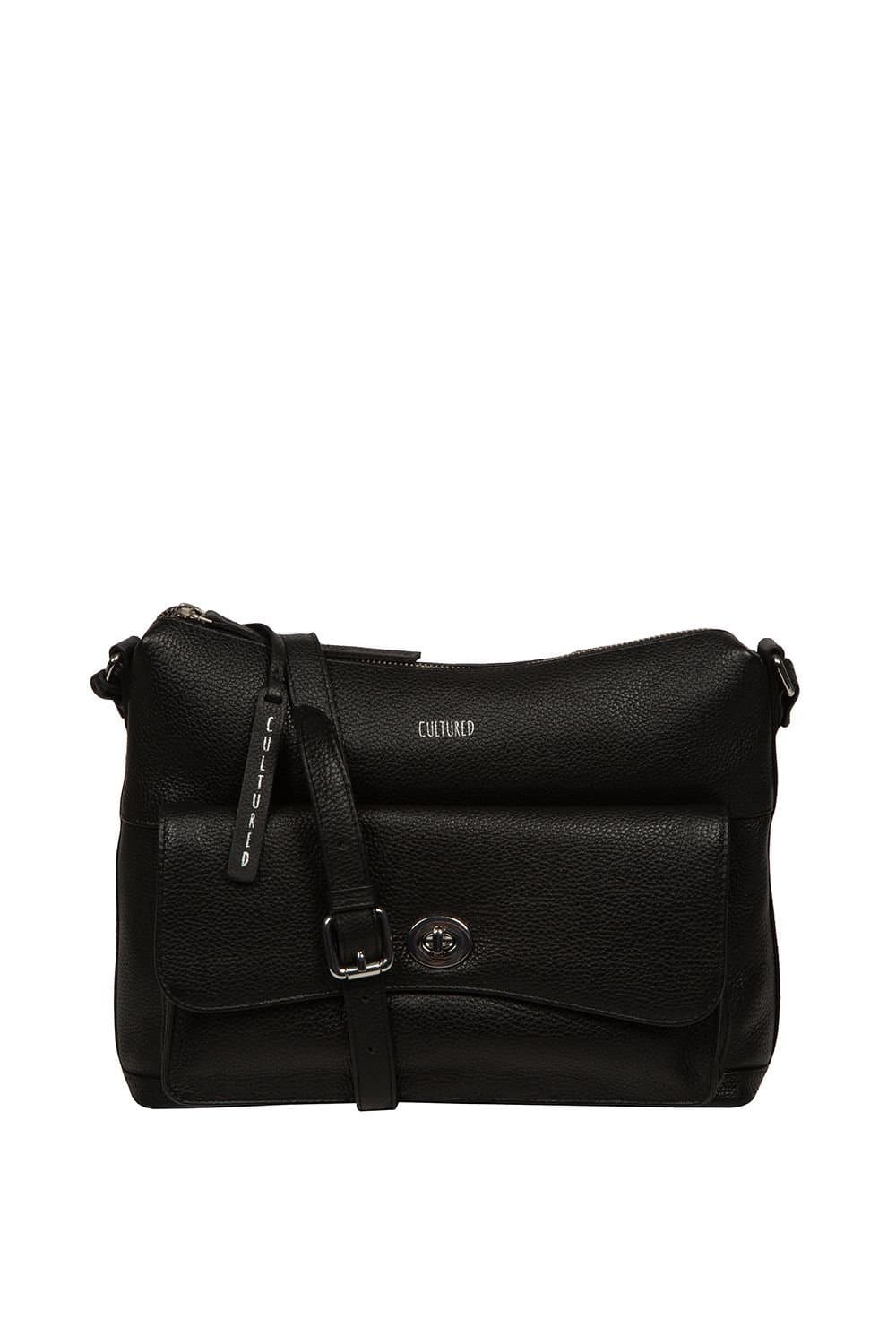 Cultured London Cultured London Women's 'Sylvie' Leather Shoulder Bag in Black