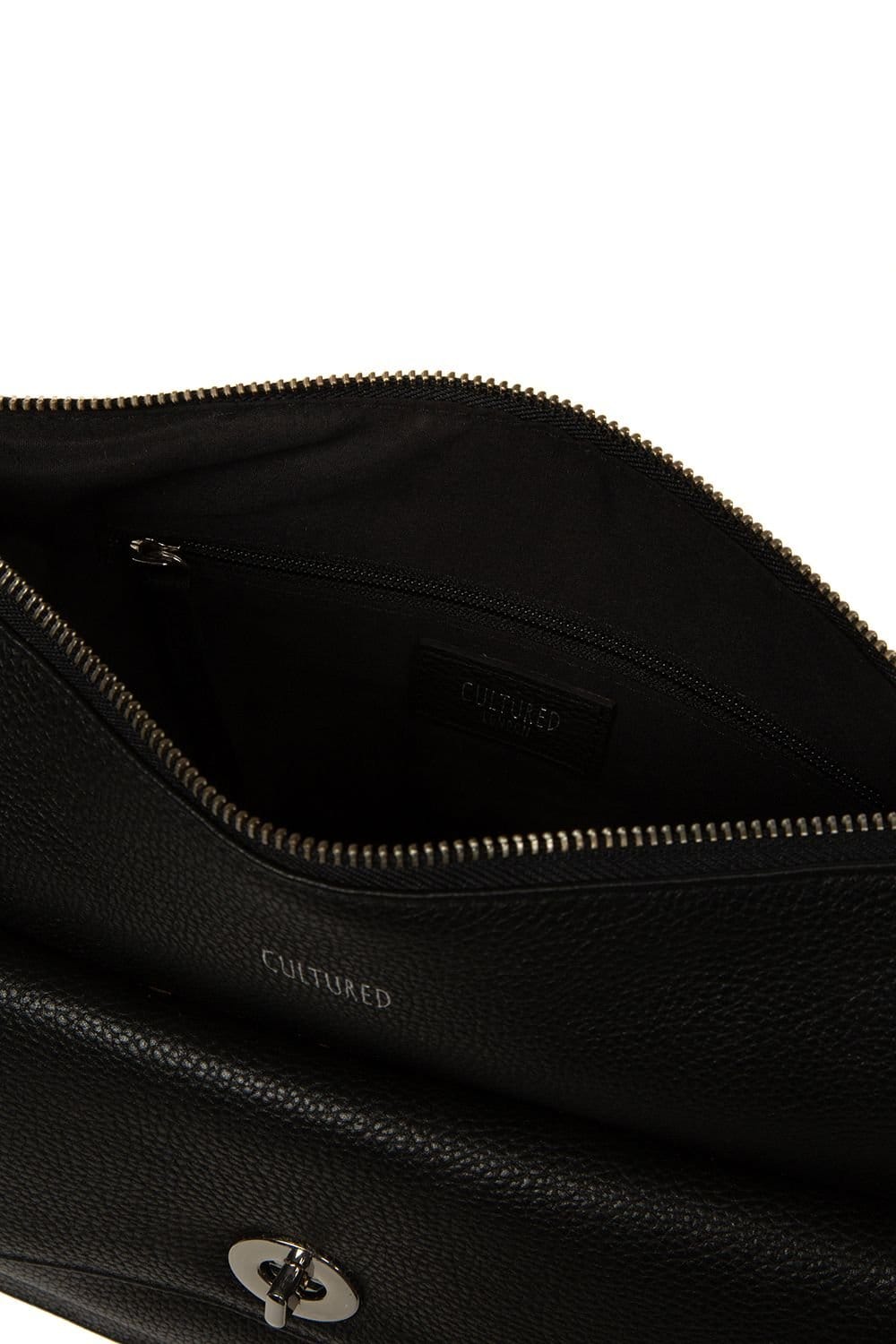 Cultured London Cultured London Women's 'Sylvie' Leather Shoulder Bag in Black - 4