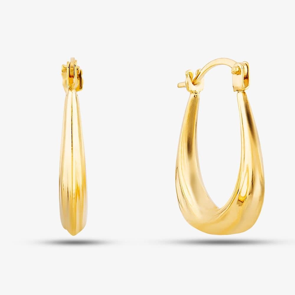 T.H.Baker T.H.Baker Women's 9ct Yellow Gold Shaped Oval Creole Earrings UER132Y