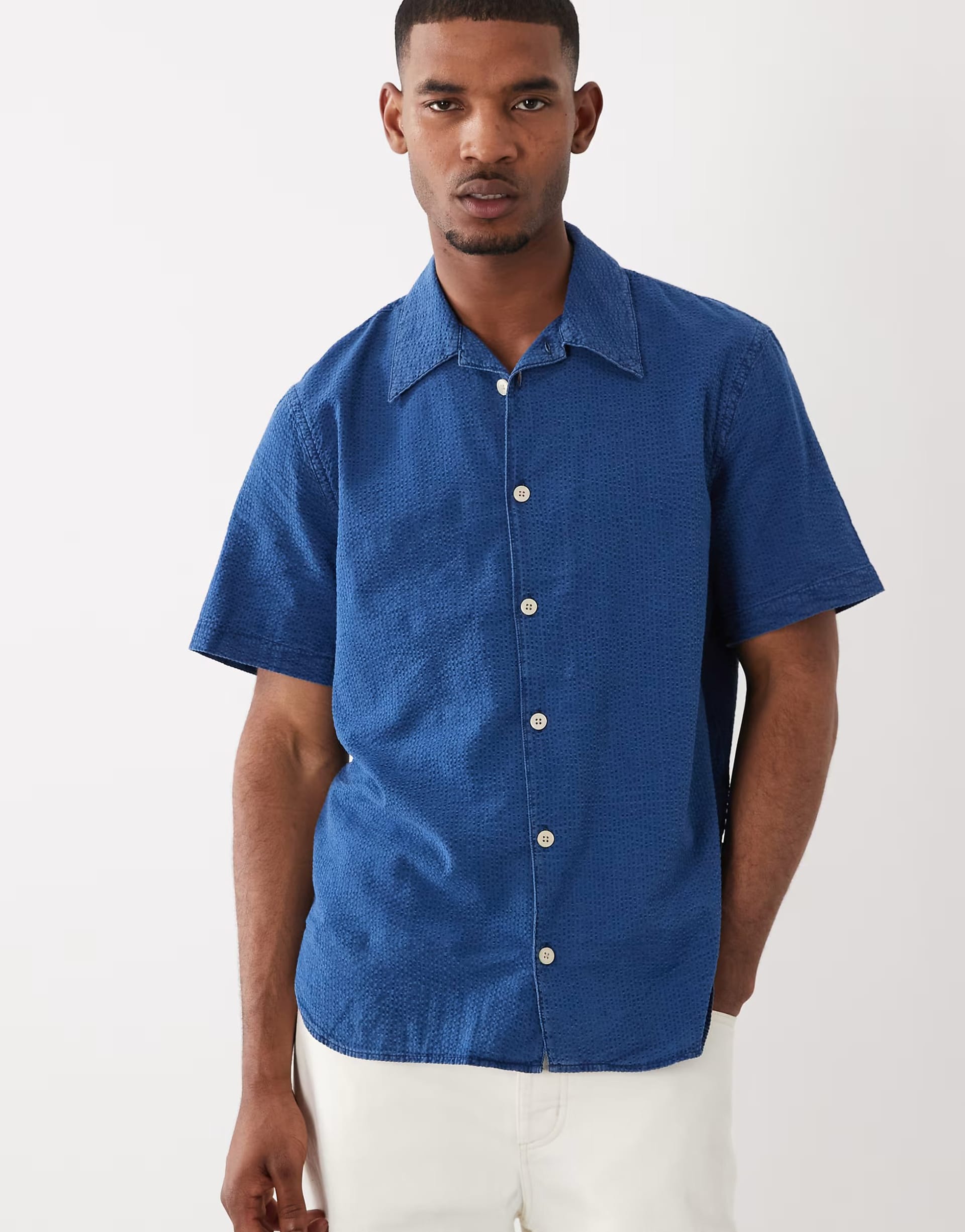 PS Paul Smith Blue Seersucker Short Sleeve Shirt