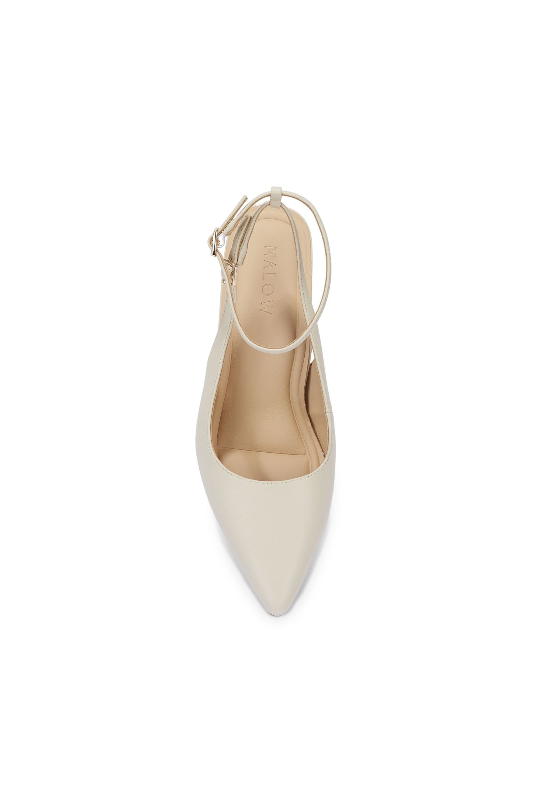 MALOW LONDON MALOW LONDON Women's Camila Slingback Heels Buckle PU/Patent Pointed Toe Stiletto Shoes in Beige - 4