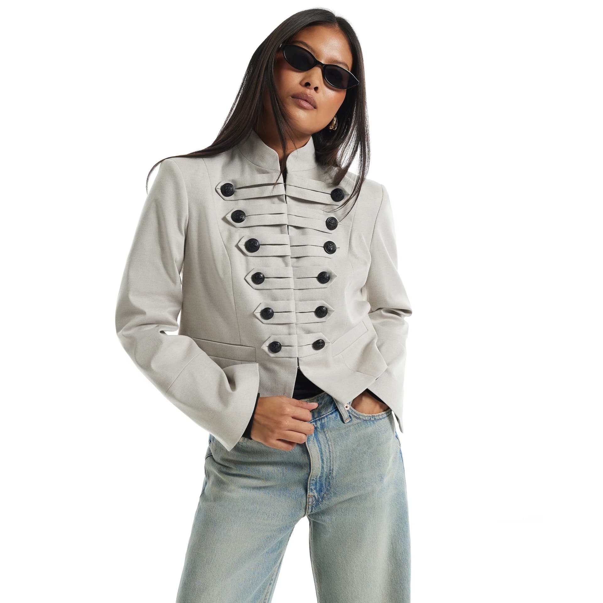 River Island River Island Womens Petite Beige Military Jacket