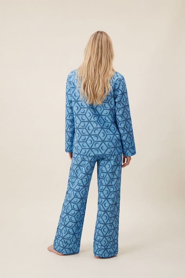 The Night Store The Night Store Women's Celestial Cotton Pyjama Trouser Set in Bright Blue - 3