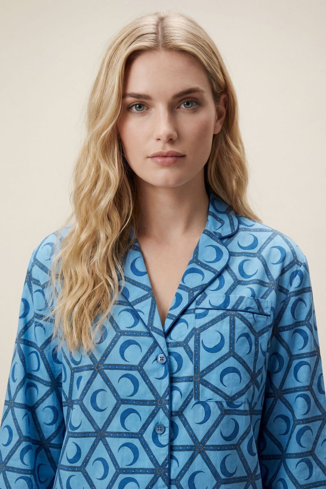 The Night Store The Night Store Women's Celestial Cotton Pyjama Trouser Set in Bright Blue - 4