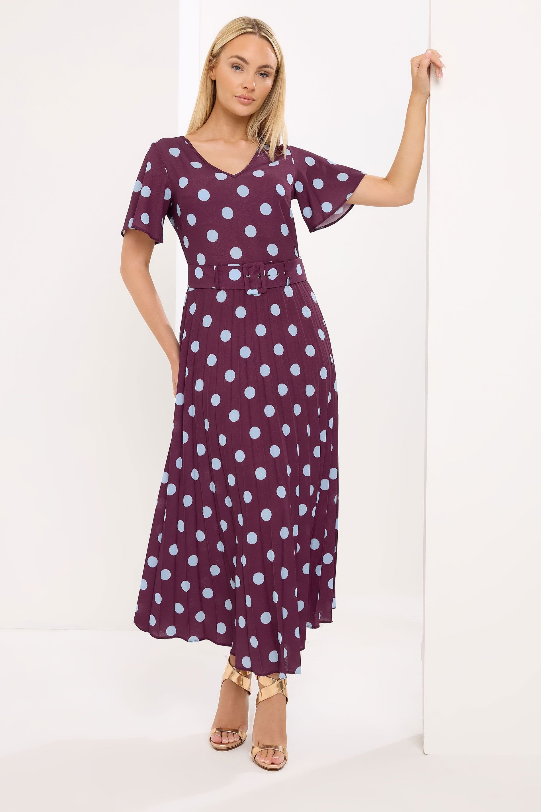 Star By Julien Macdonald Star by Julien Macdonald Women's Polka Dot Angel Sleeve Dress in Grape - 4