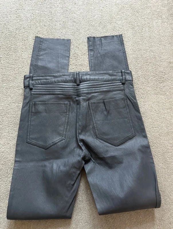 ellesd Lambskin leather black skinny biker trousers 10