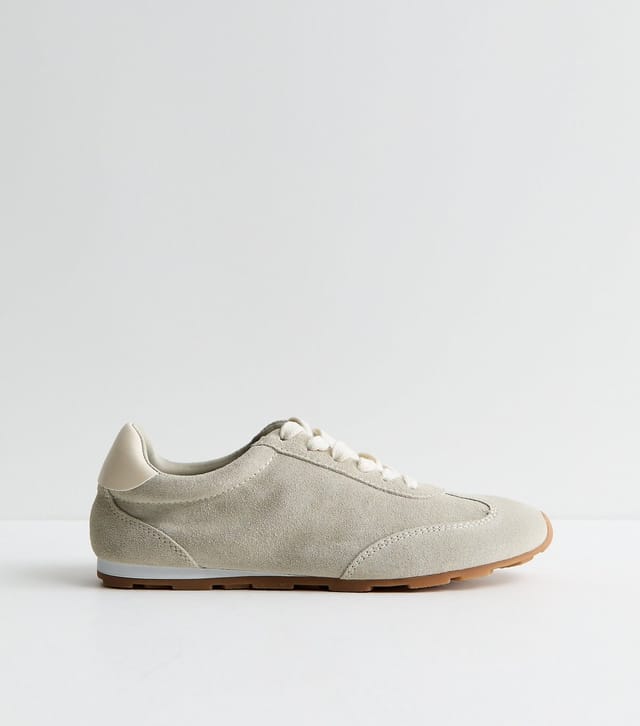 New Look Women's Premium Real Leather Grey Suede Contrast Heel Lace Up Trainers New Look - 3