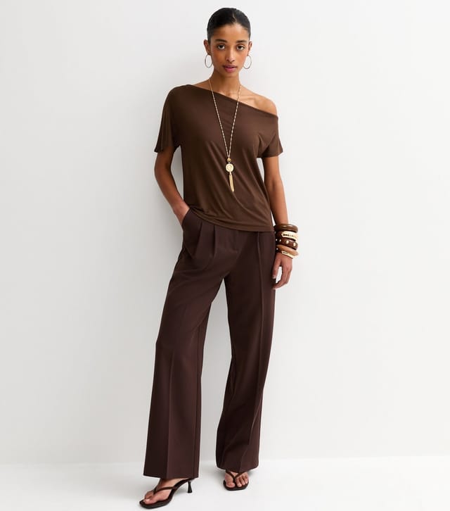 New Look Women's Brown Jersey Off The Shoulder Top New Look - 3