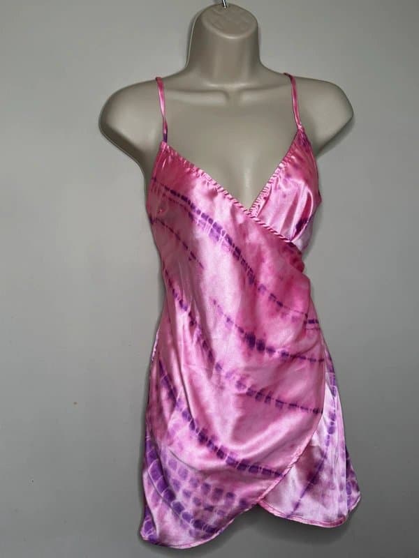 ASOS ASOS Pink Tie Dye Satin Slip Dress – Size UK 8