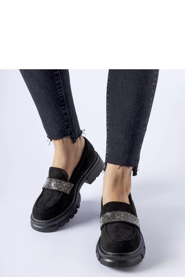 Love Lace Love Lace Women's Lightweight Summer Moccasin Loafers with Zircon Detail Slip On in Black - 3